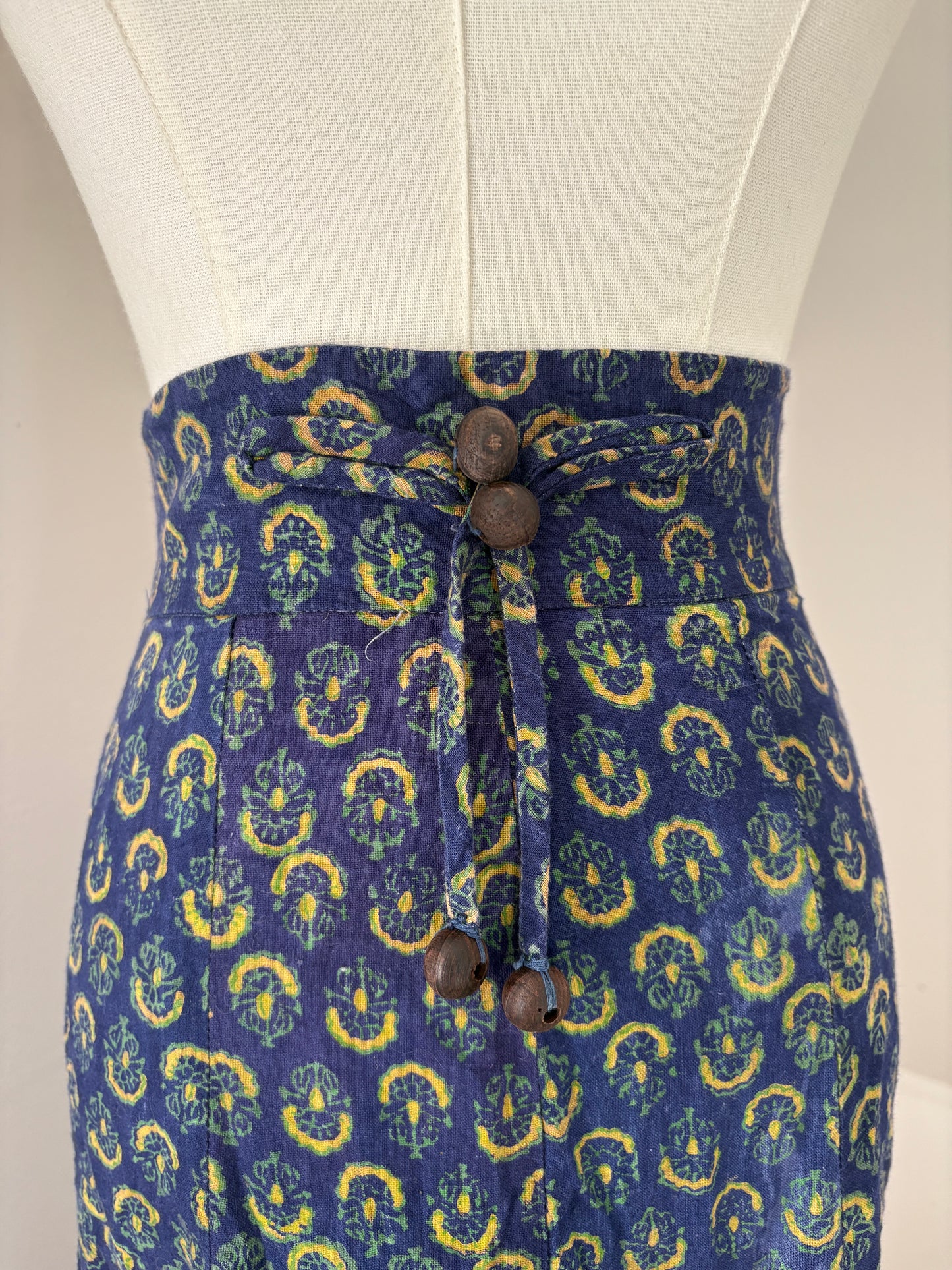 1970s Indian Cotton Blockprint Skirt