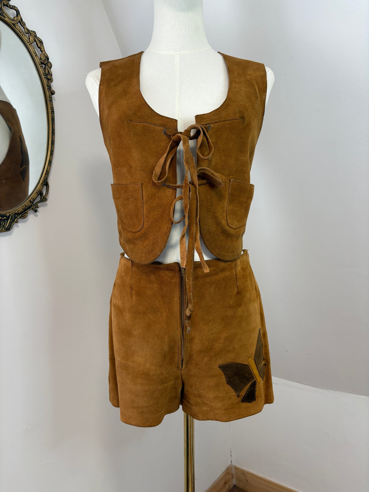 1960s Suede Vest & Hot-Pants Set