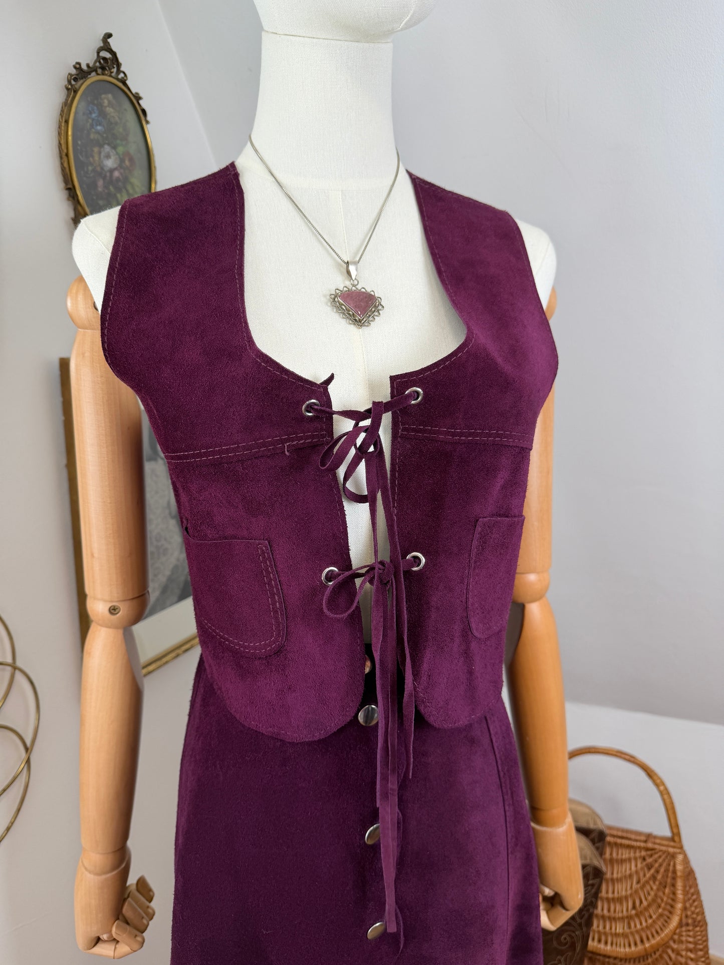 1970s Purple Suede Two-Piece