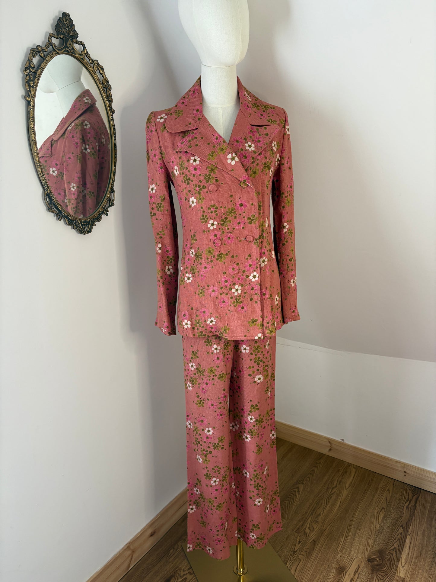 1970s Pink Floral Suit