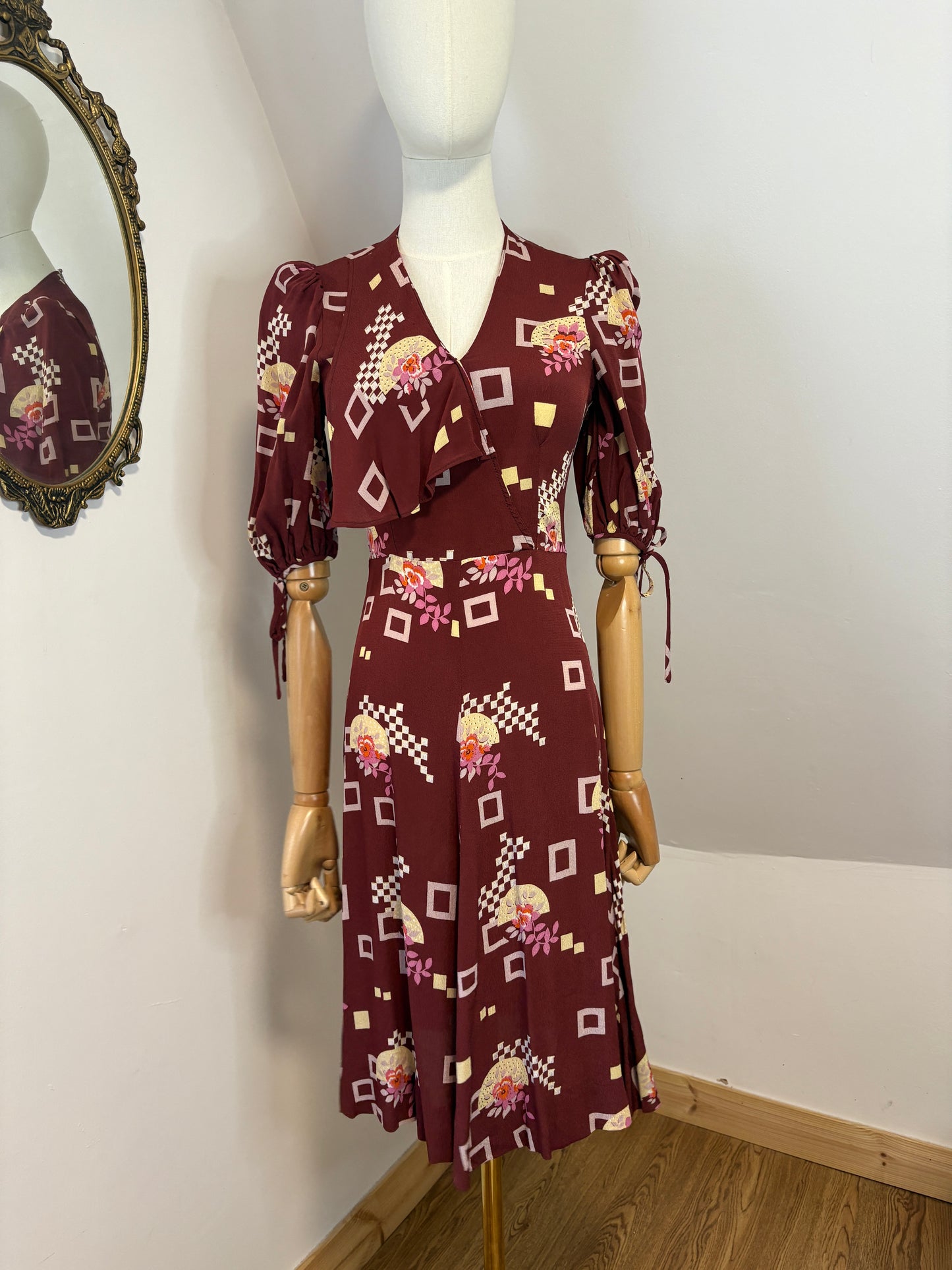1970s Does 1930s ‘Paul Nicholas’ Crepe Art Deco Dress