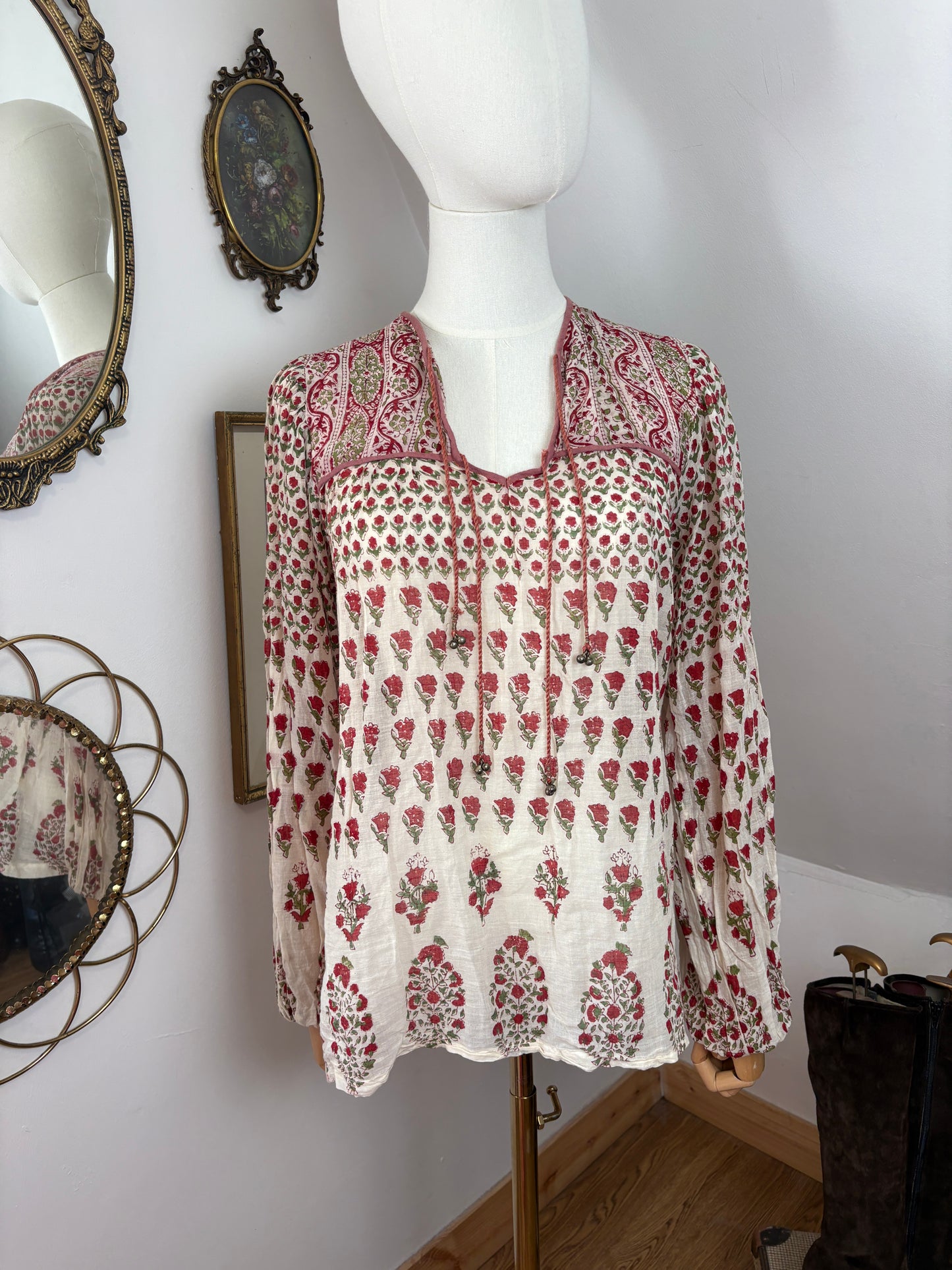 1970s ‘Oasis Trading’ Indian Blockprint Shirt & Wrap Skirt