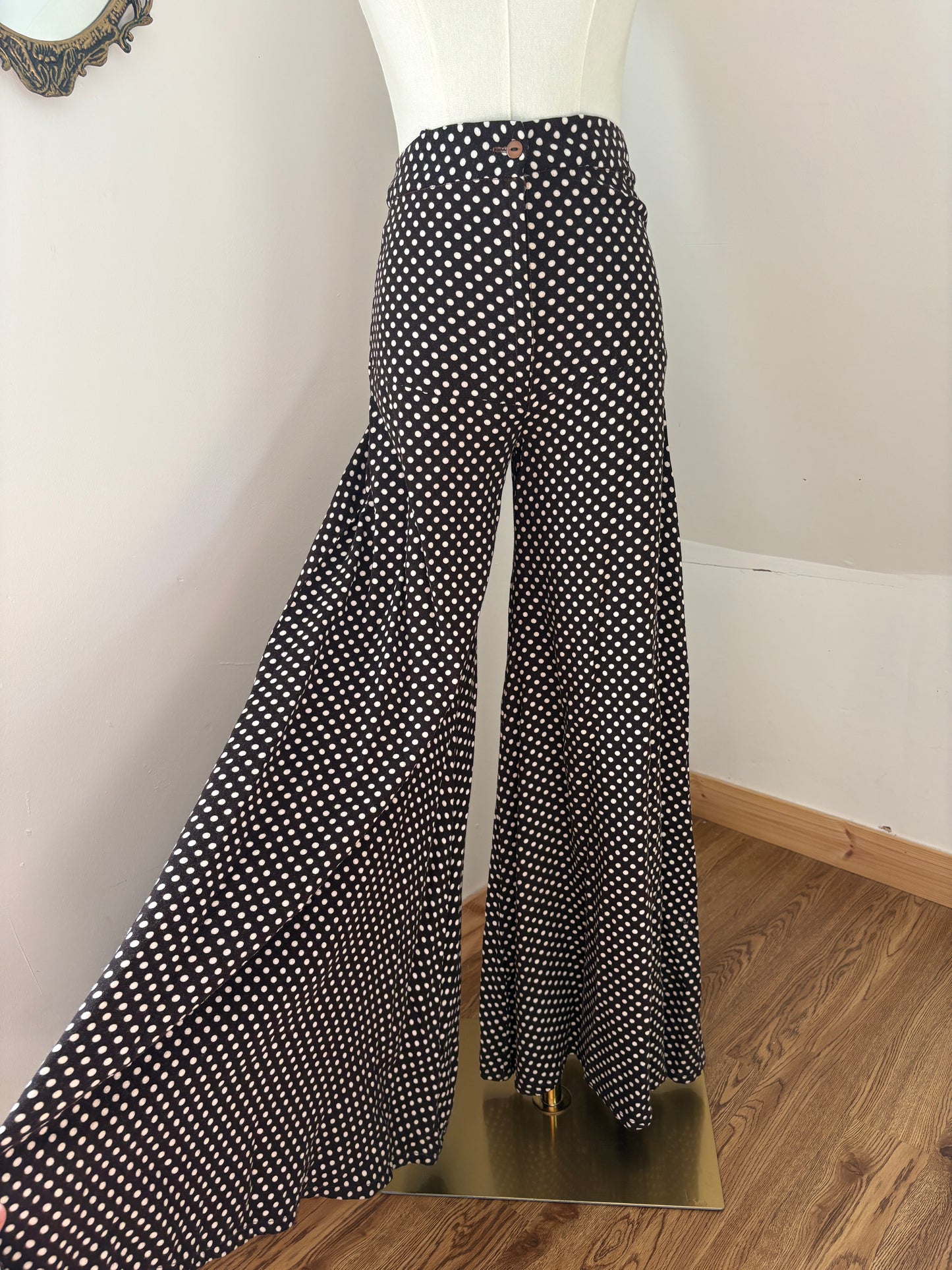 1970s Brown Polka Flares