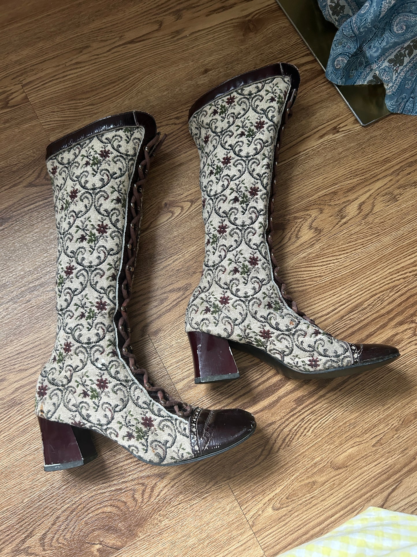 1960s Tapestry Lace-up Boots