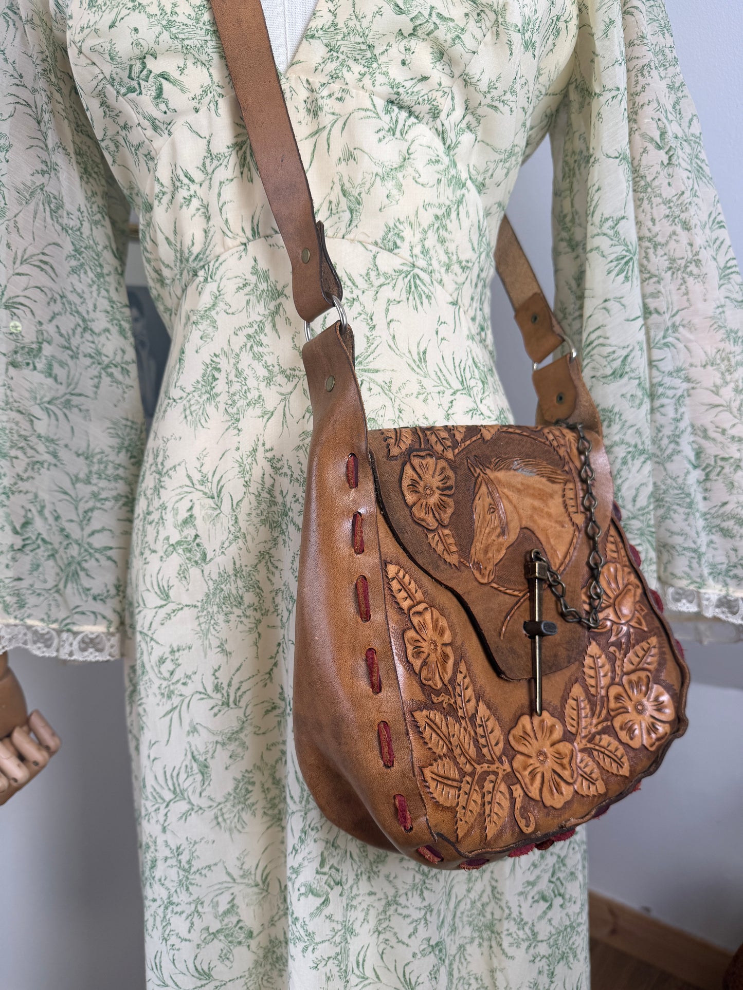 1970s Leather Tooled Bag
