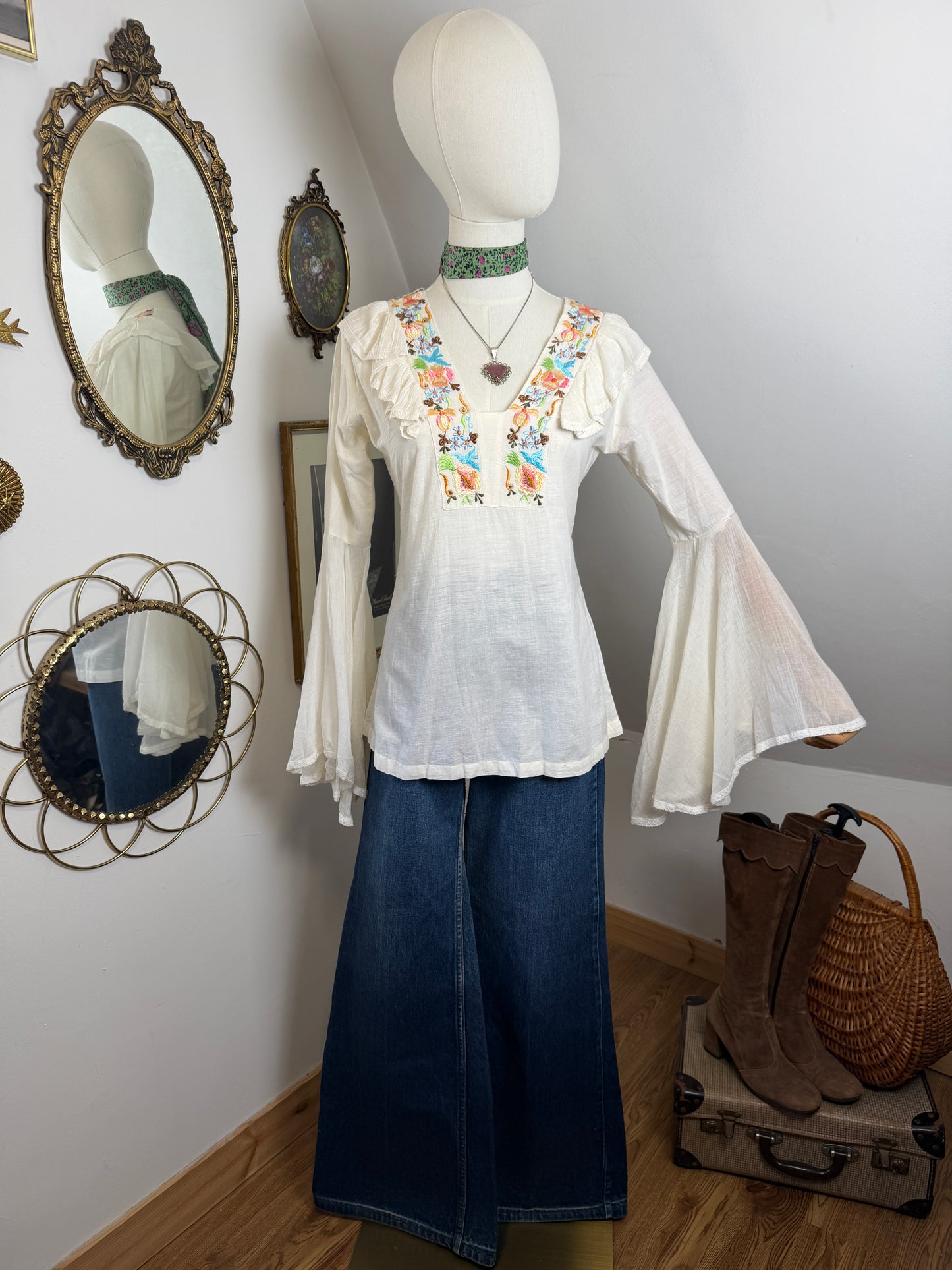 1970s Cotton Angel Sleeve Top
