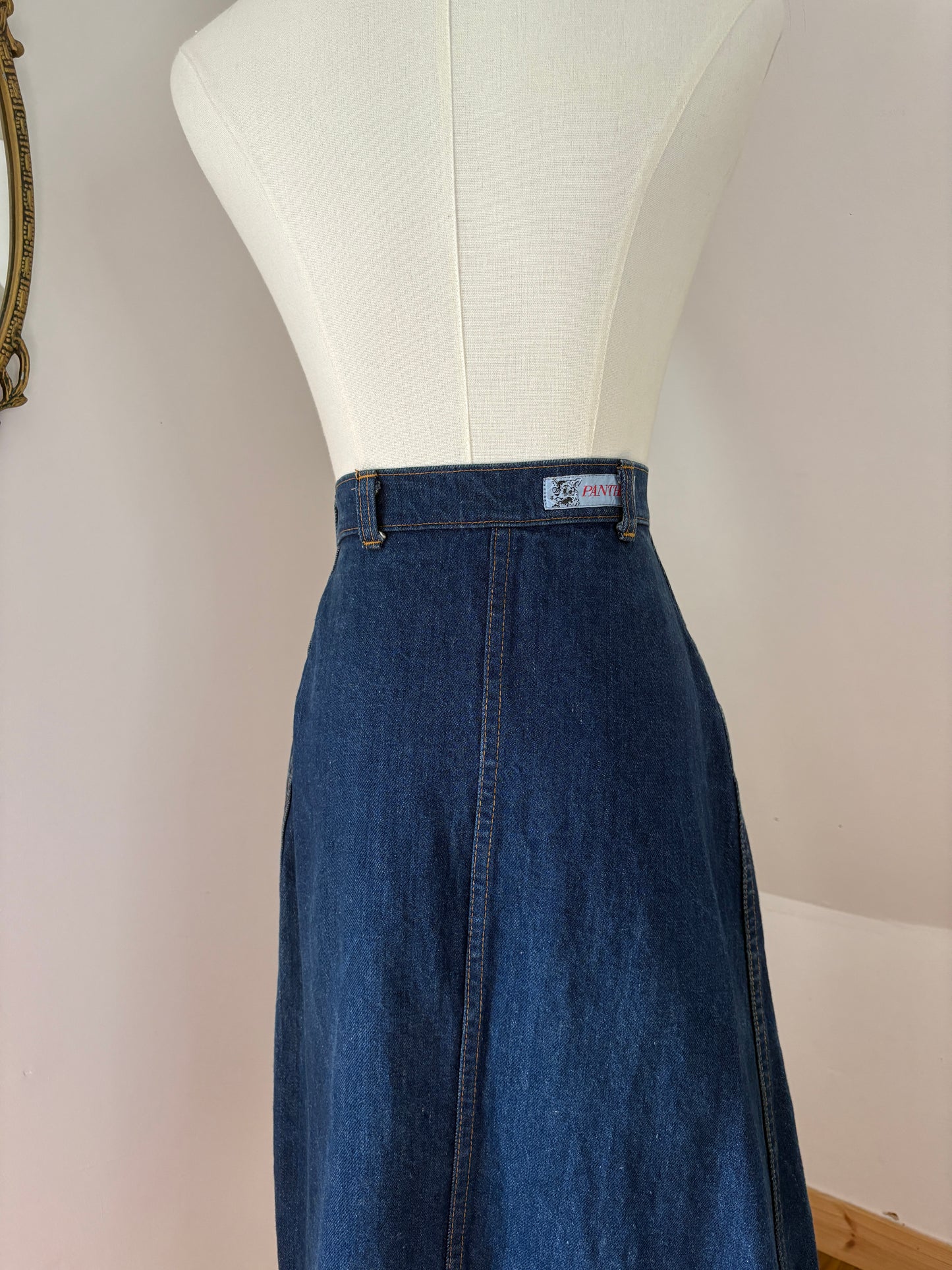 1970s Denim Midi Skirt