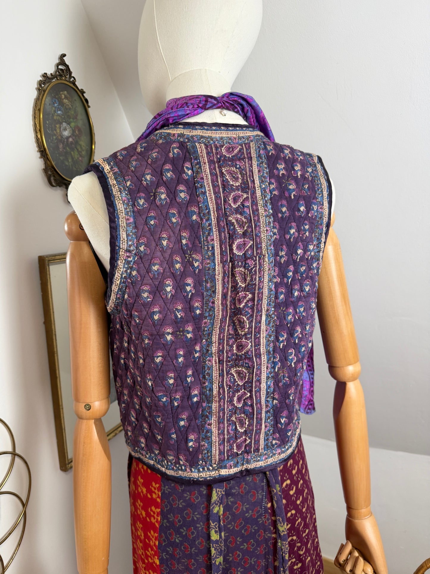 1970s Purple Indian Blockprint Vest