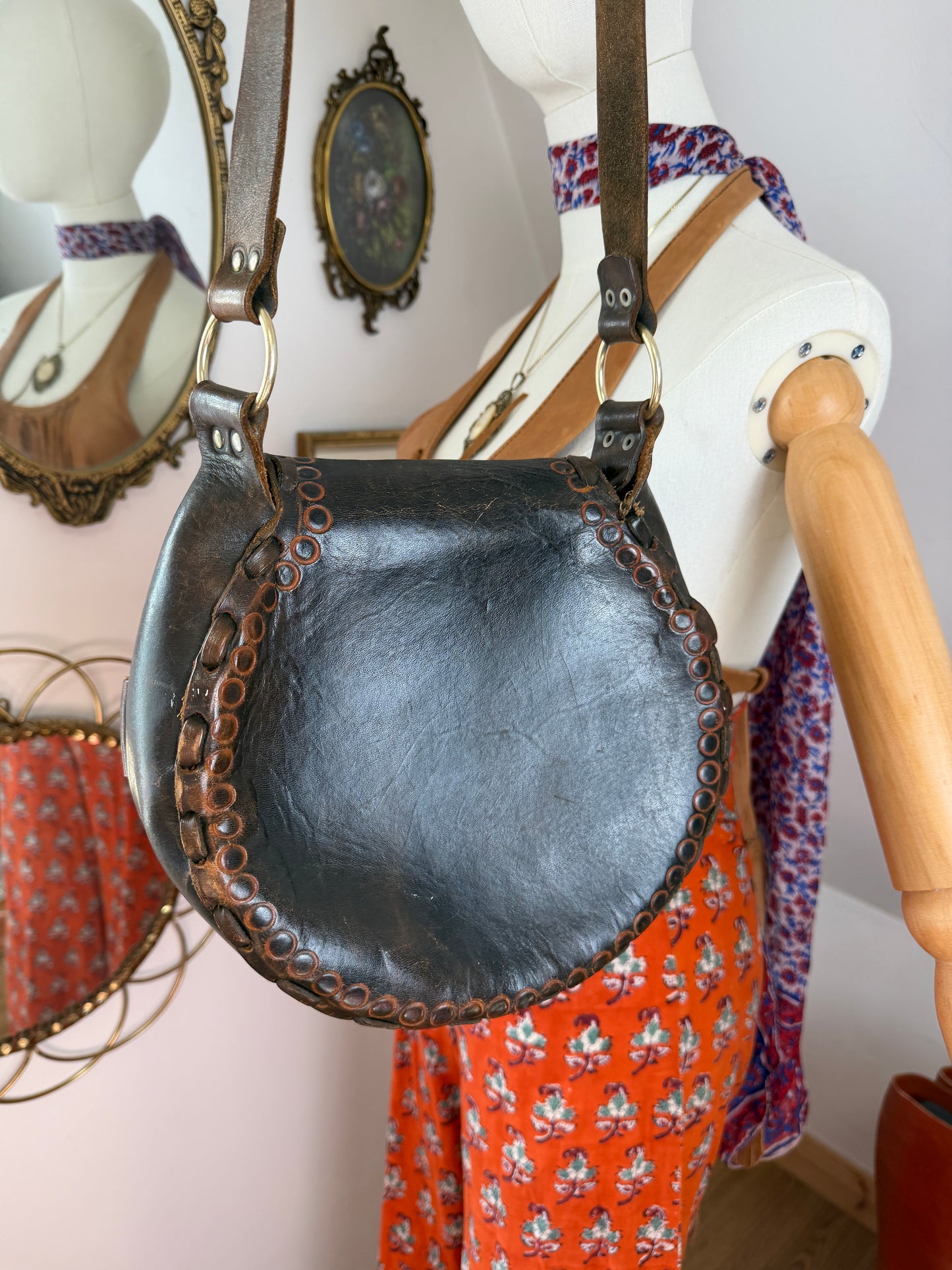 1970s Leather Tooled Bag