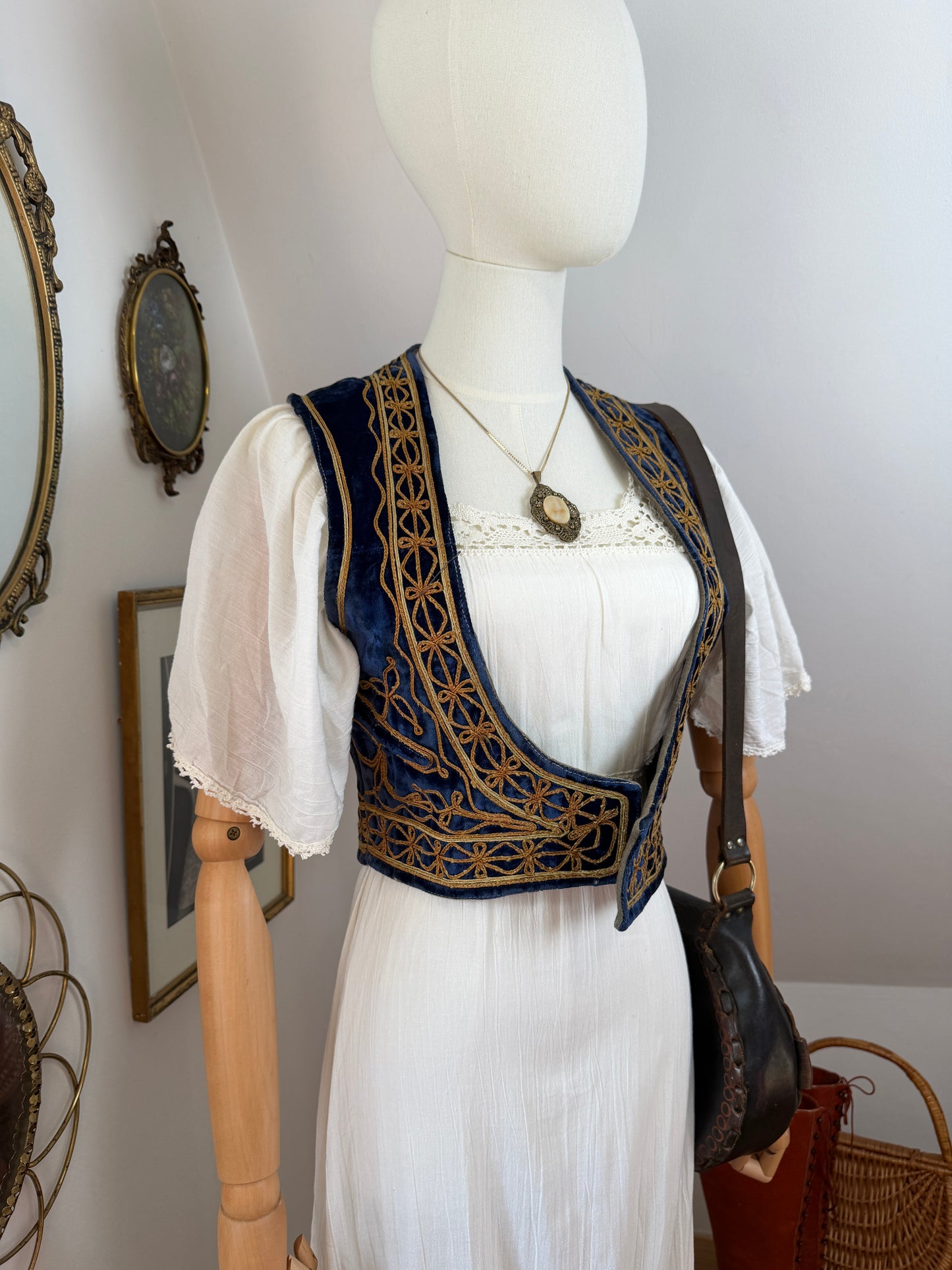 60s/70s Blue Velvet Ottoman Vest