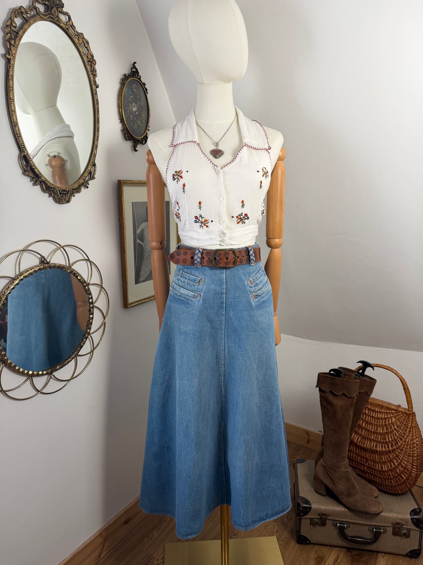 1970s Floral Halterneck