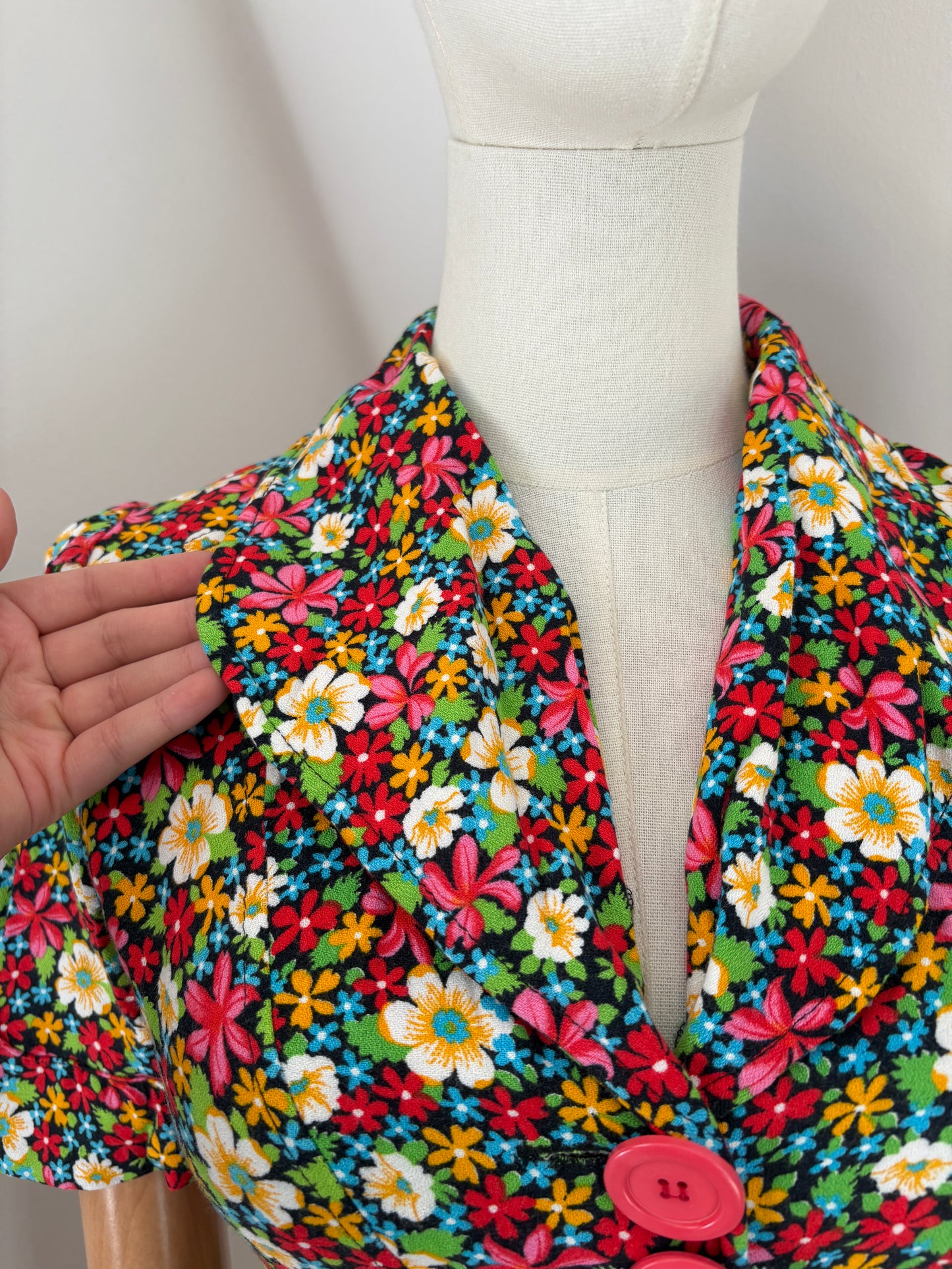 1970s Floral Skirt Suit