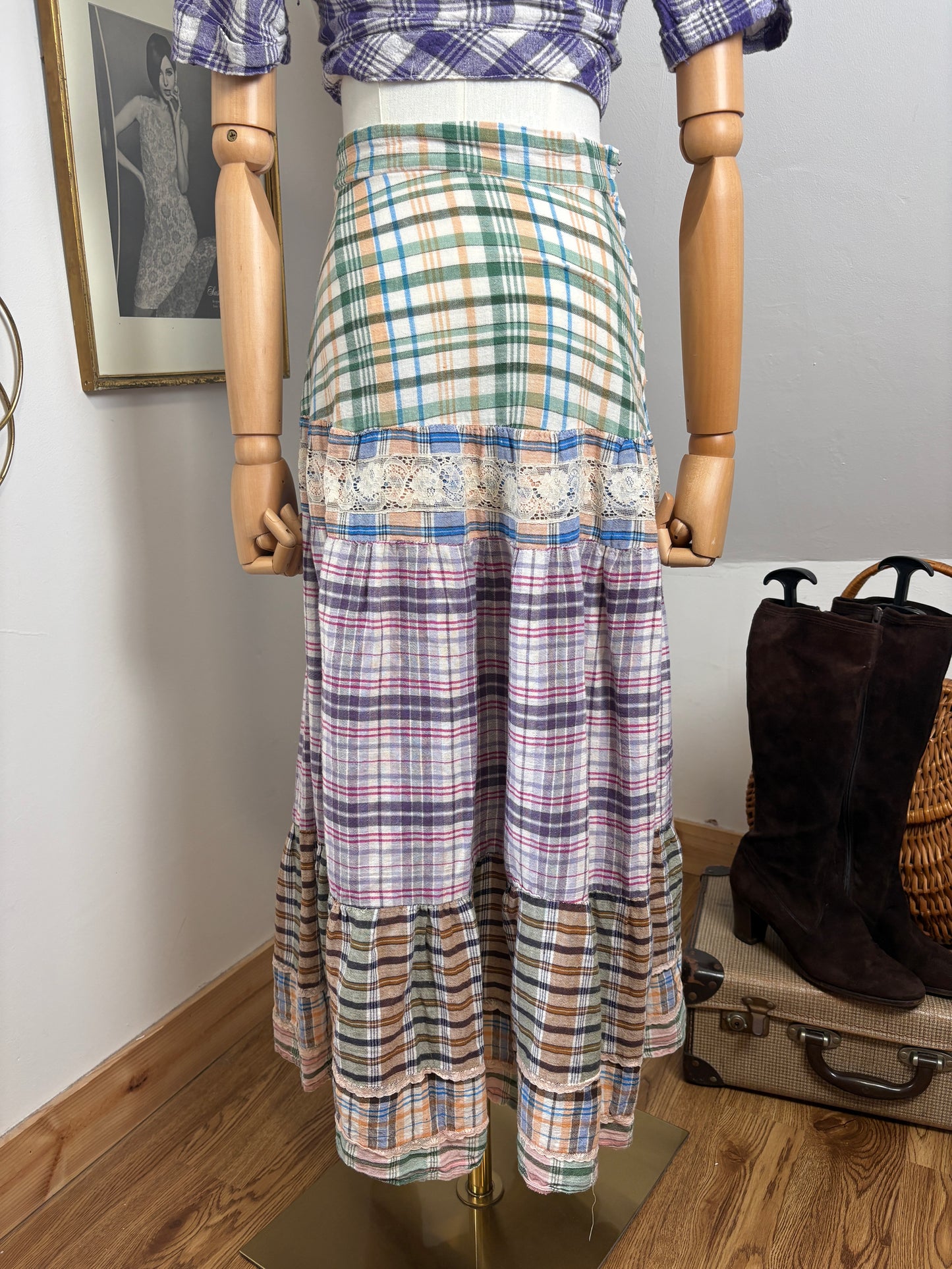 1970s Madras Tiered Skirt