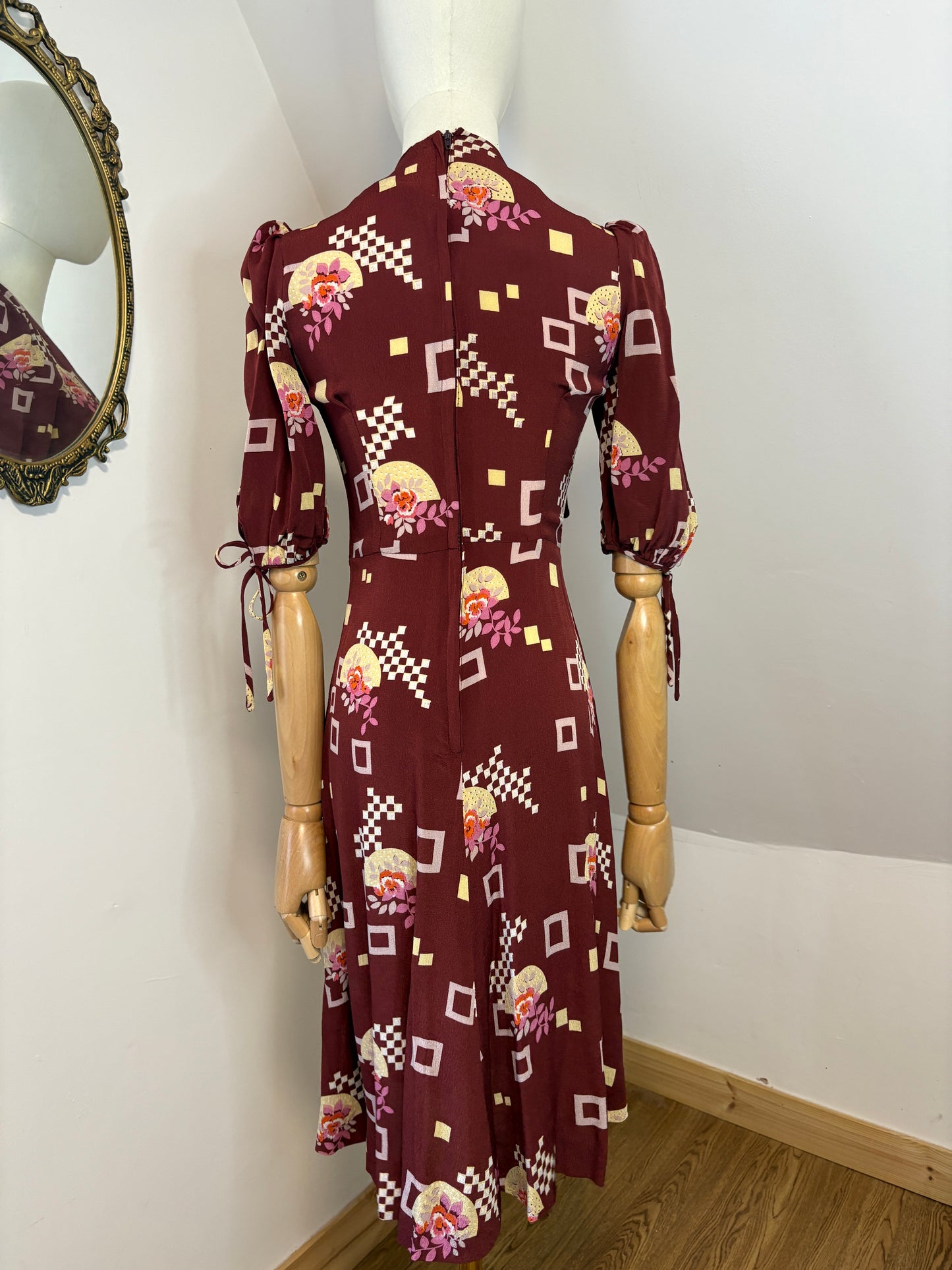 1970s Does 1930s ‘Paul Nicholas’ Crepe Art Deco Dress