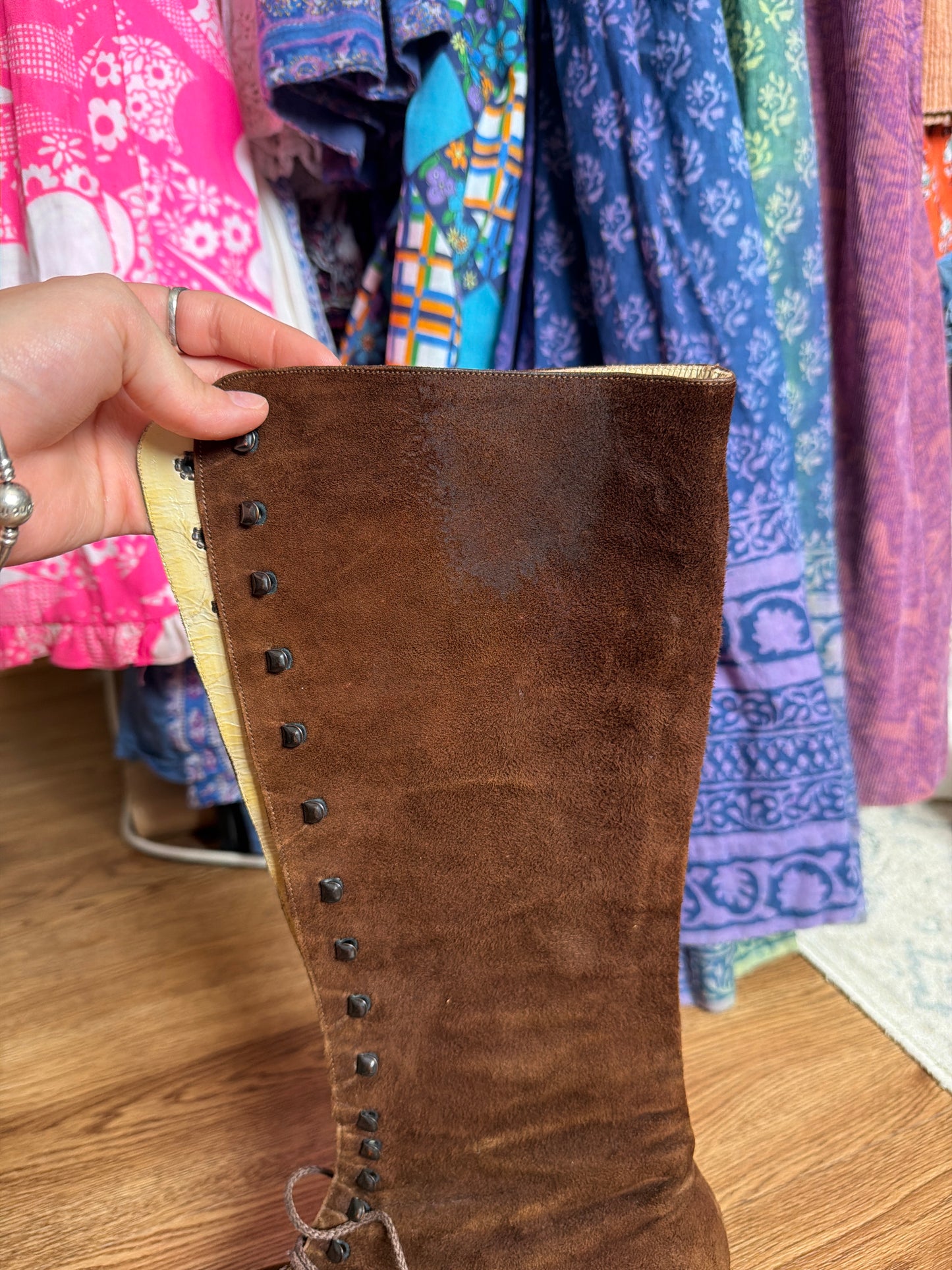 1970s Suede Lace Up Boots