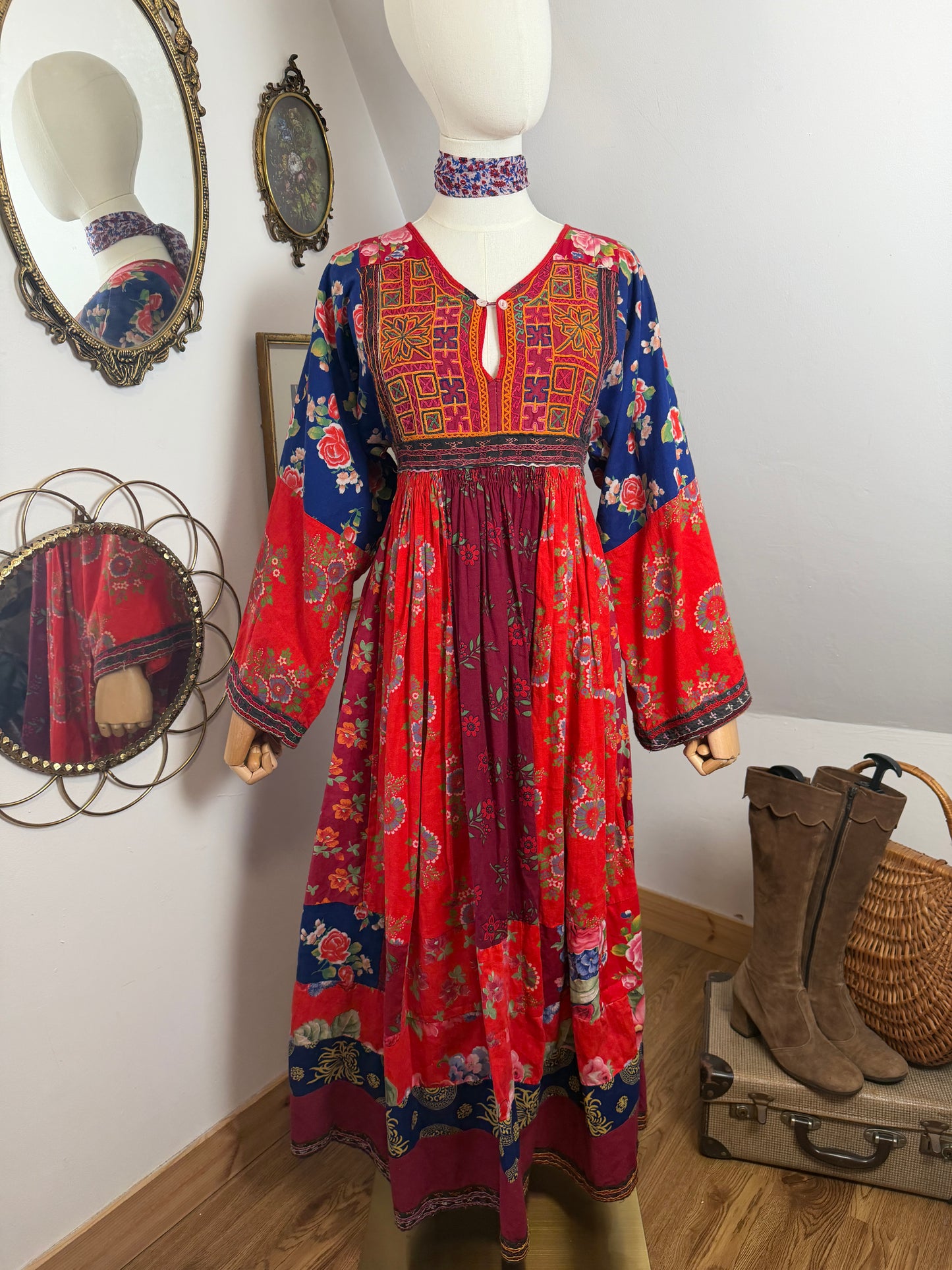 1960s Afghan Patchwork Dress