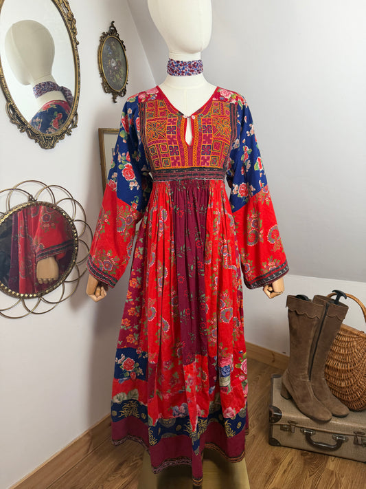 1960s Afghan Patchwork Dress