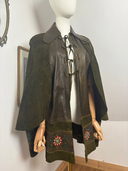 1970s ‘Char’ Leather & Suede Cape