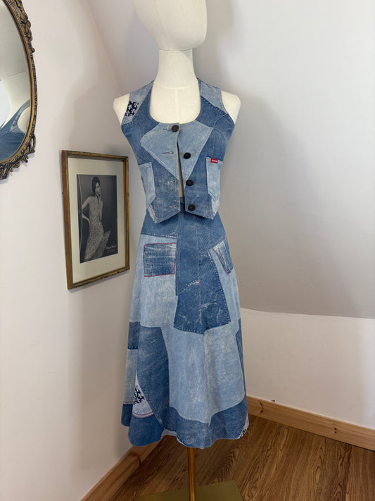 1970’s Patchwork Waistcoat & Skirt Set