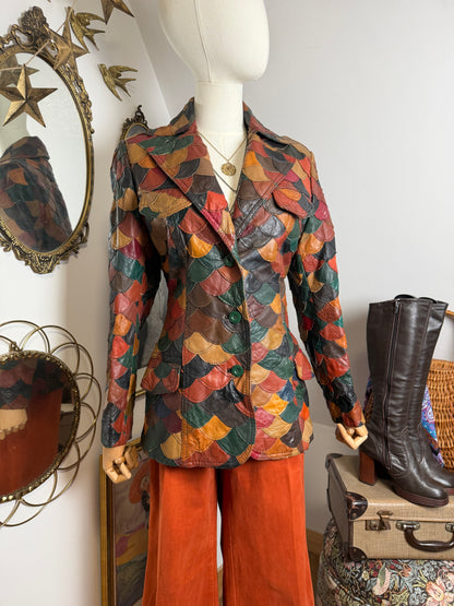1970s Fishscale Patched Leather Jacket