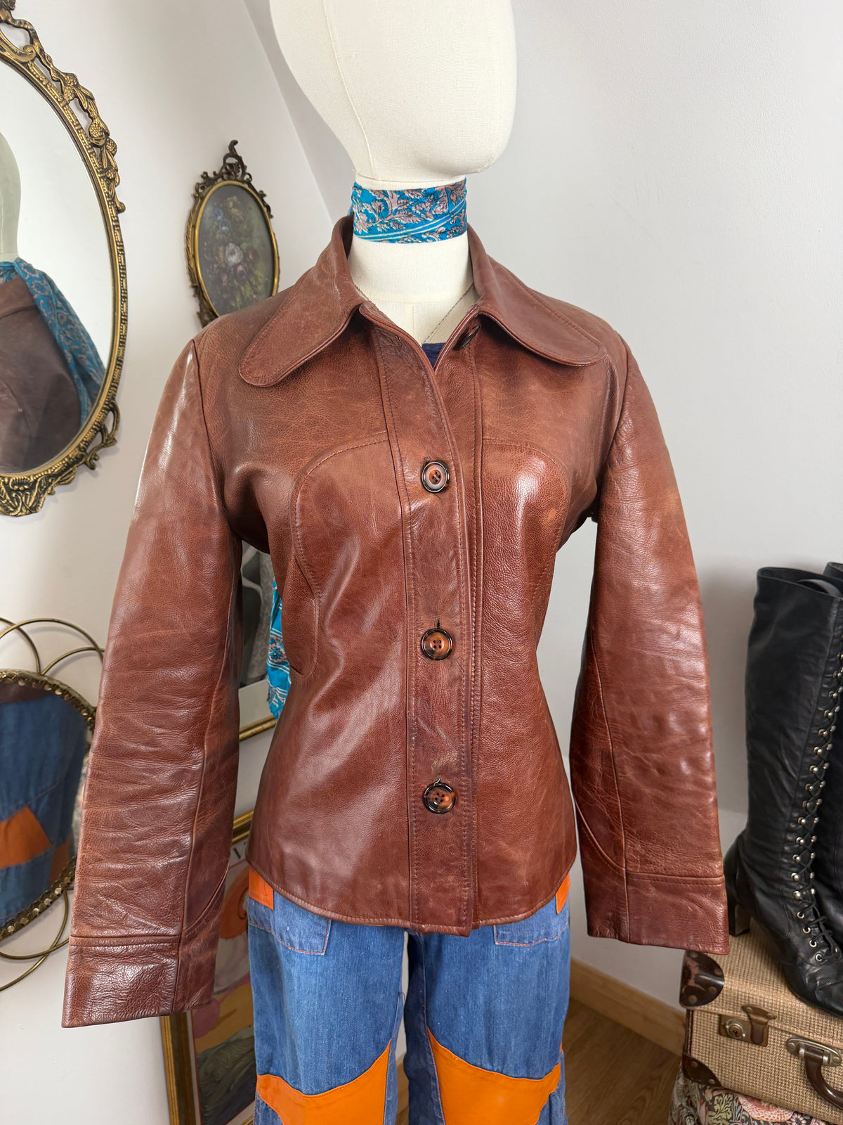 60s / 70s Cherry Leather Jacket