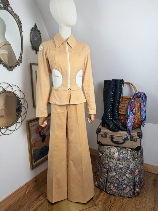 1970s Pale Yellow Flared Suit
