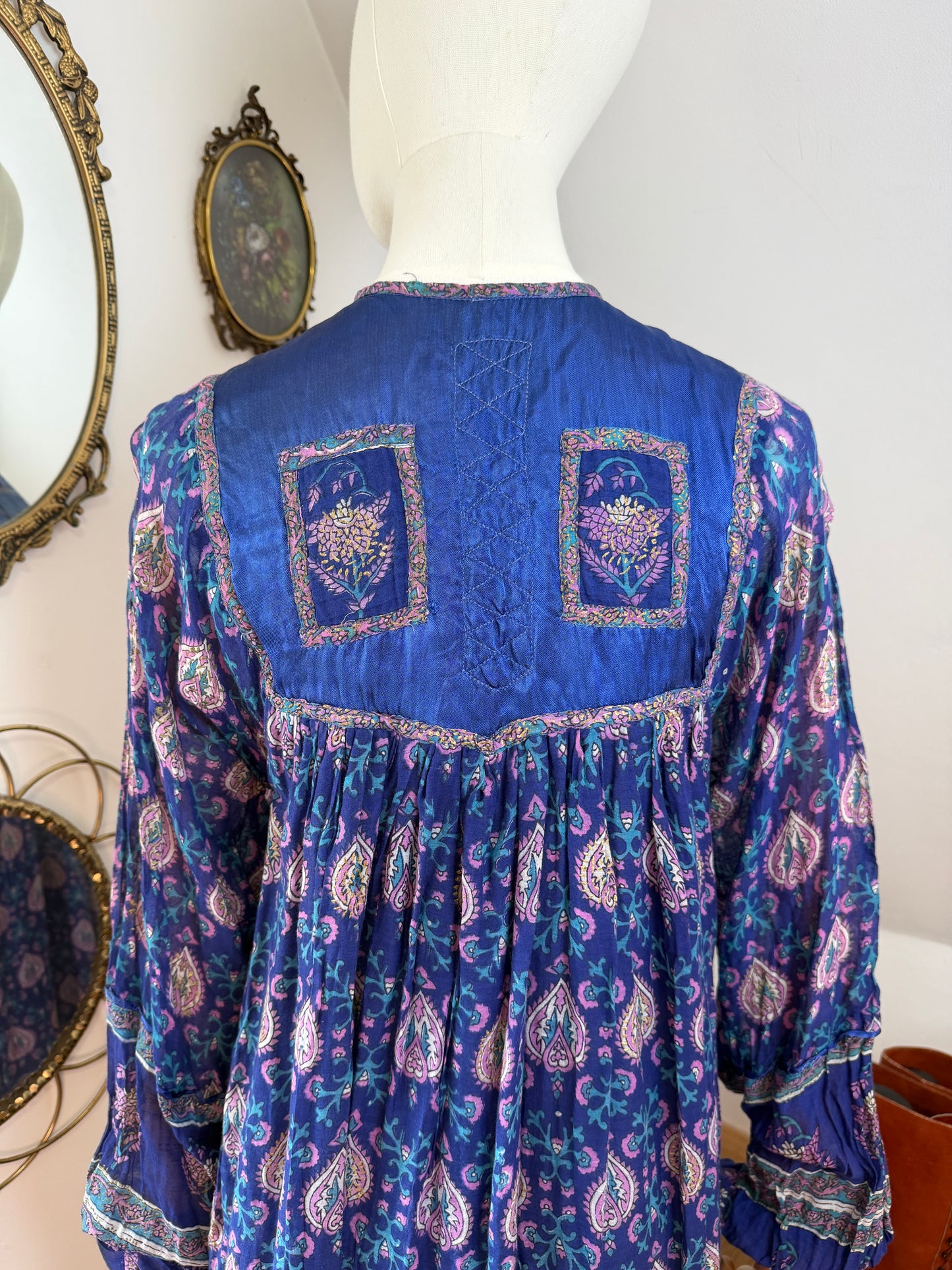 1970s Indian Silk & Cotton Dress