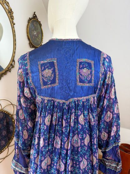 1970s Indian Silk & Cotton Dress