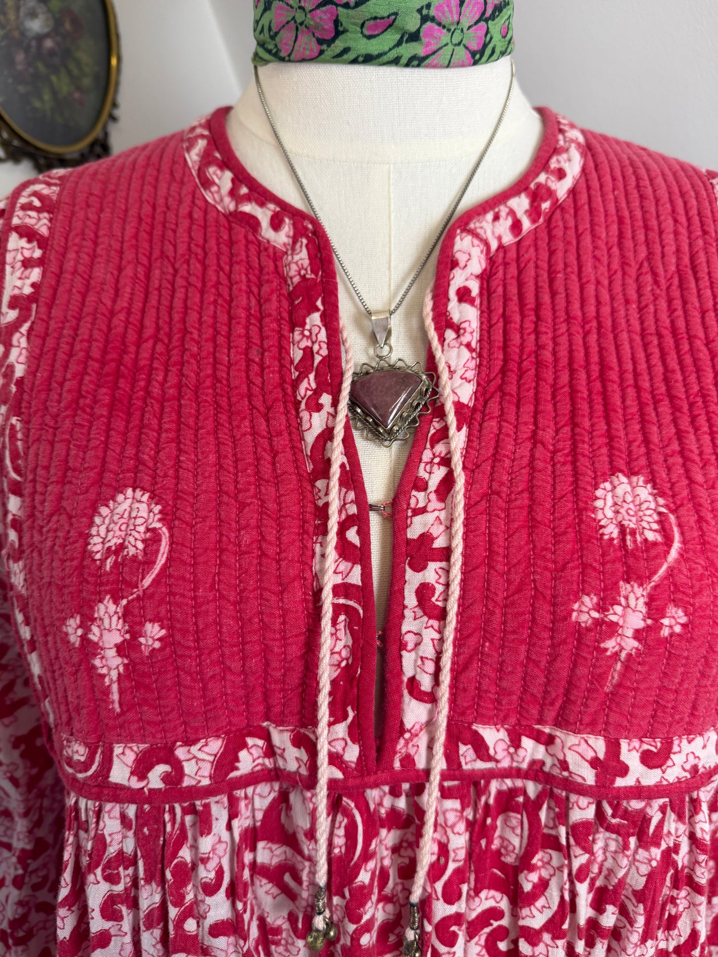 1970s Pink Indian Blockprint Dress