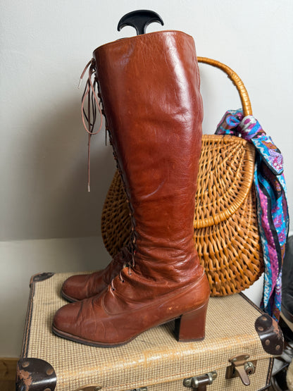 RARE 1970s ‘Charles Jourdan’ Lace Up Boots