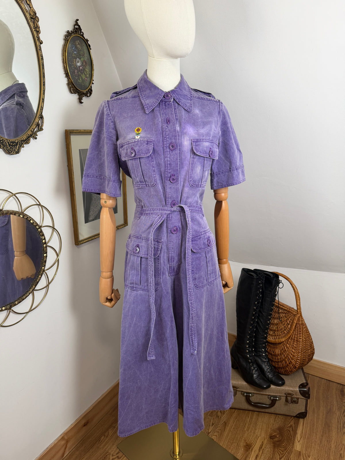1970s Purple Denim Jumpsuit