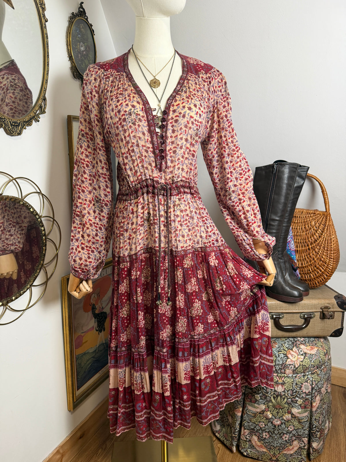 1970s Indian Cotton Gauze Dress