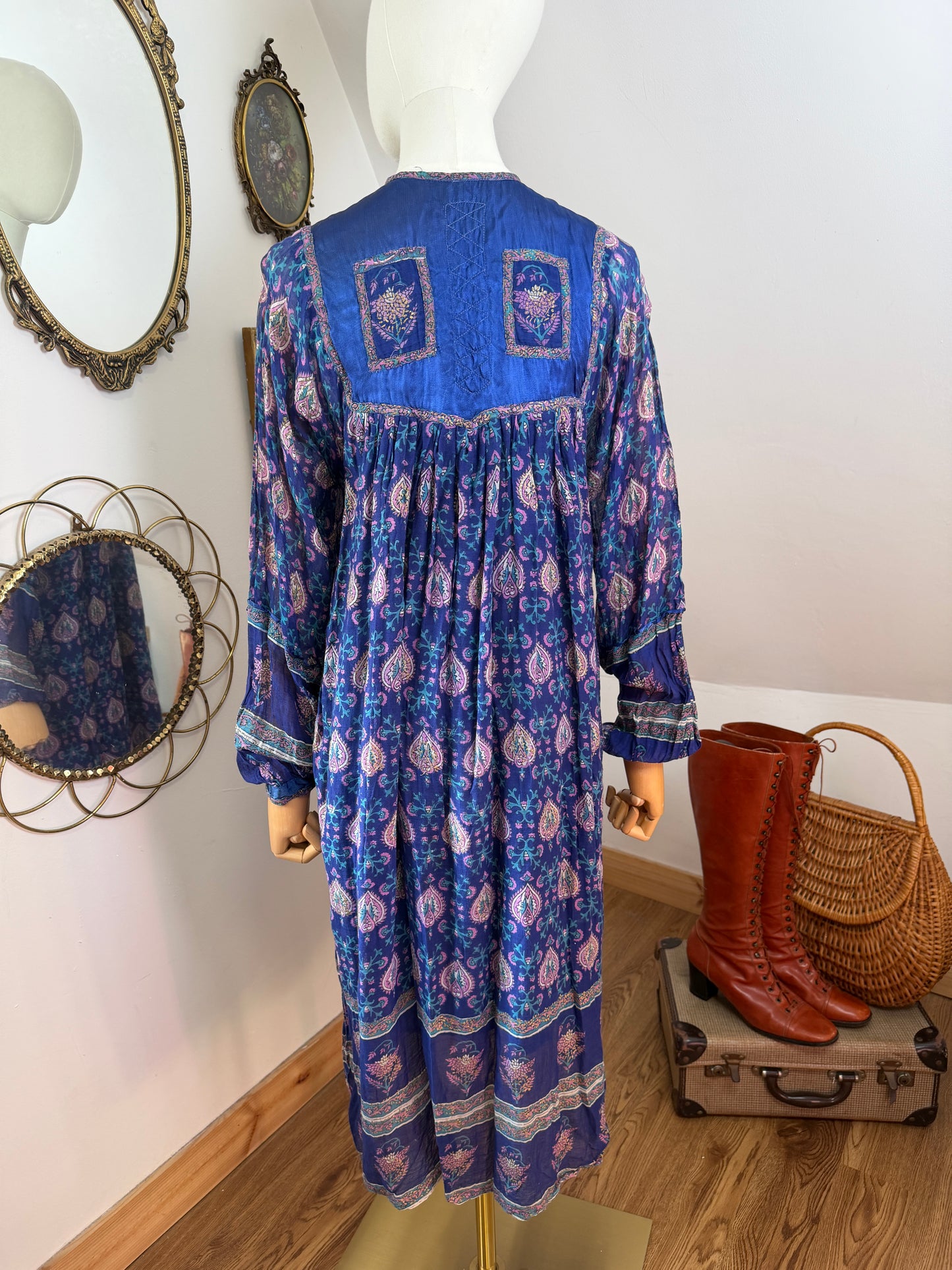 1970s Indian Silk & Cotton Dress