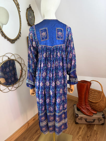 1970s Indian Silk & Cotton Dress