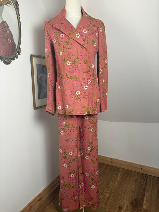 1970s Pink Floral Suit