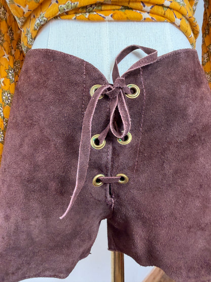 1960s Suede Lace Up Hotpants