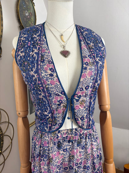 1970s Indian Block-print Vest & Skirt Set
