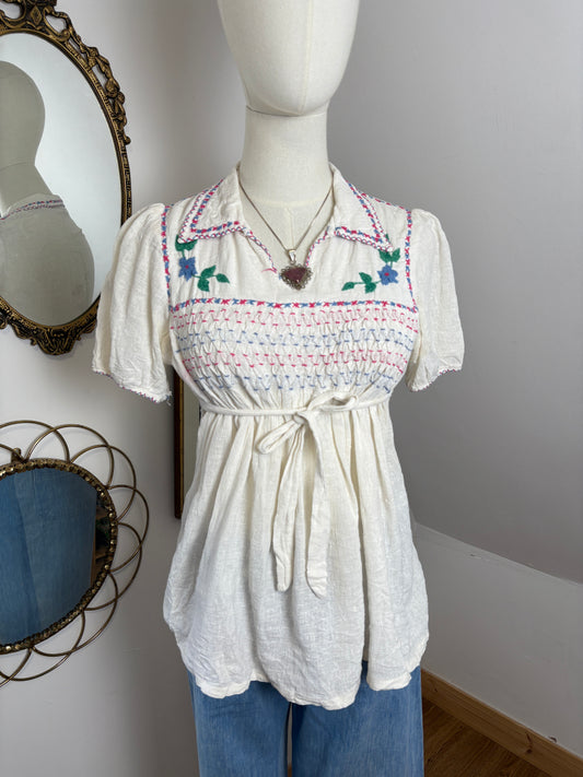 1970s Floral Embroidered Shirt