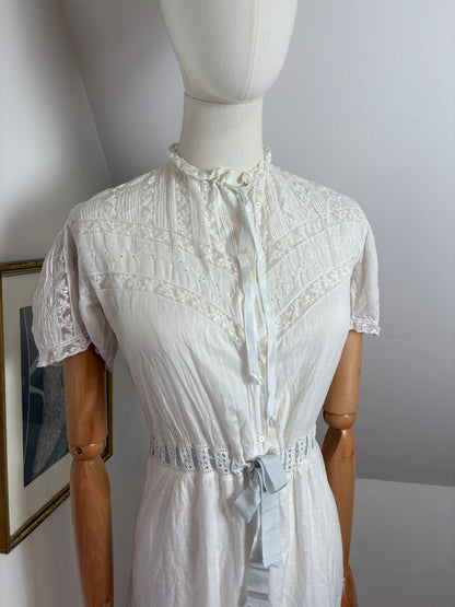 1910s Edwardian Cotton Dress