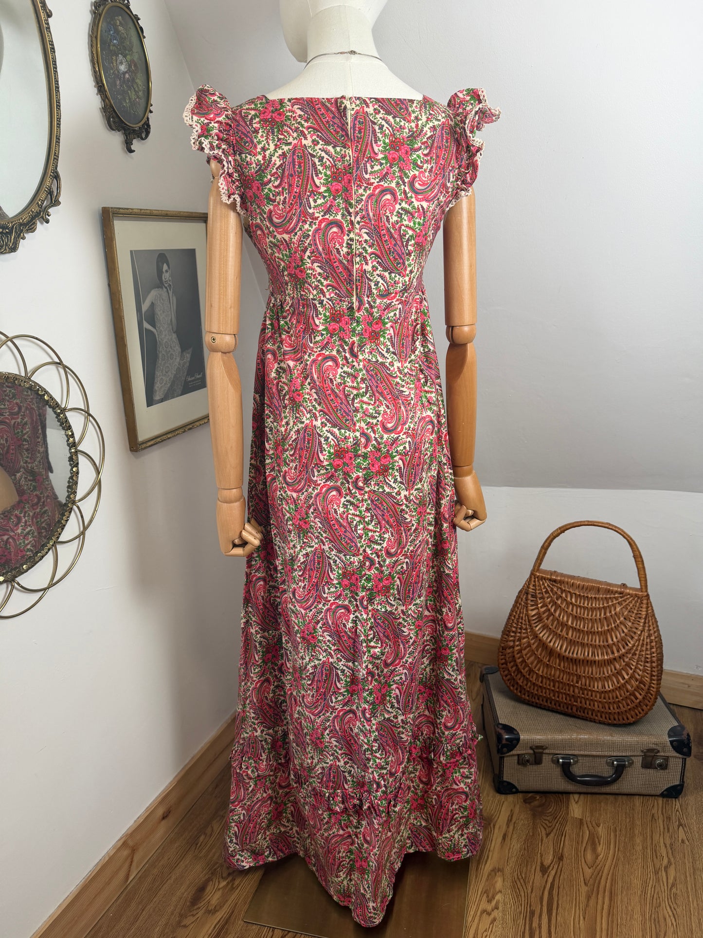 1970s Paisley Pinafore Dress