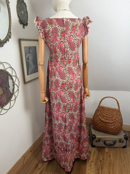 1970s Paisley Pinafore Dress