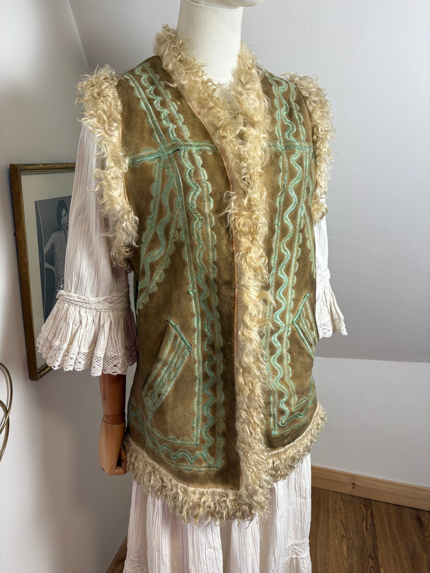 1960s Afghan Vest With Mongolian Trim