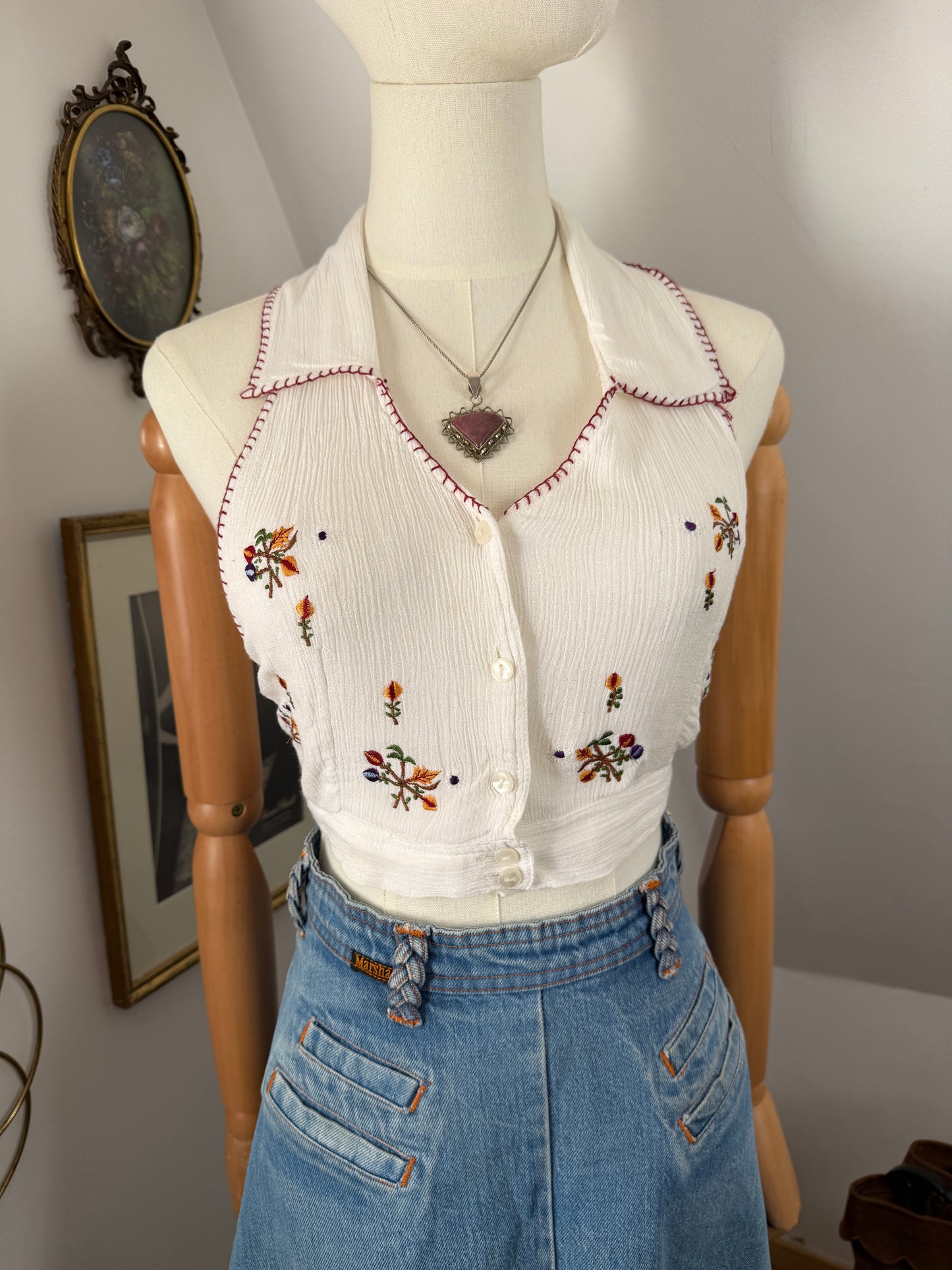 1970s Floral Halterneck