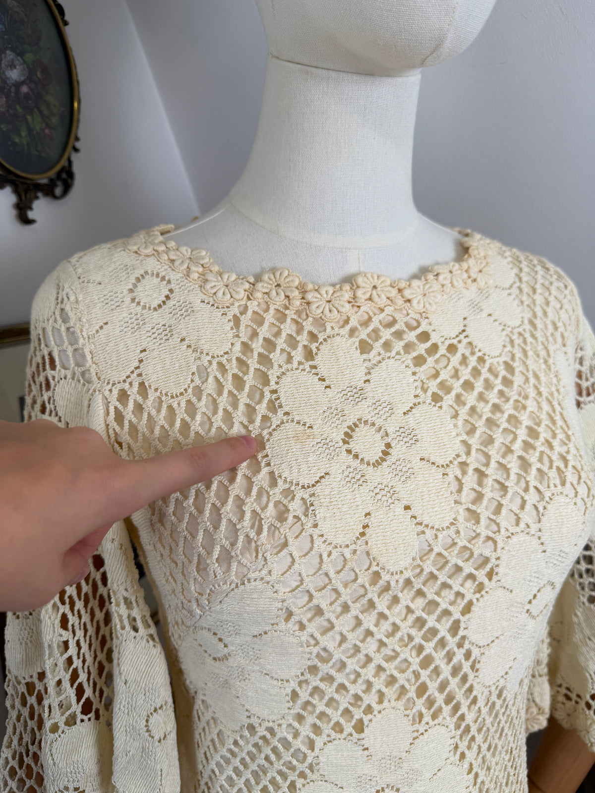 1960s ‘Simon Ellis’ Crochet Shift Dress