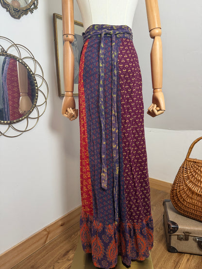 1970s Patchwork Blockprint Skirt