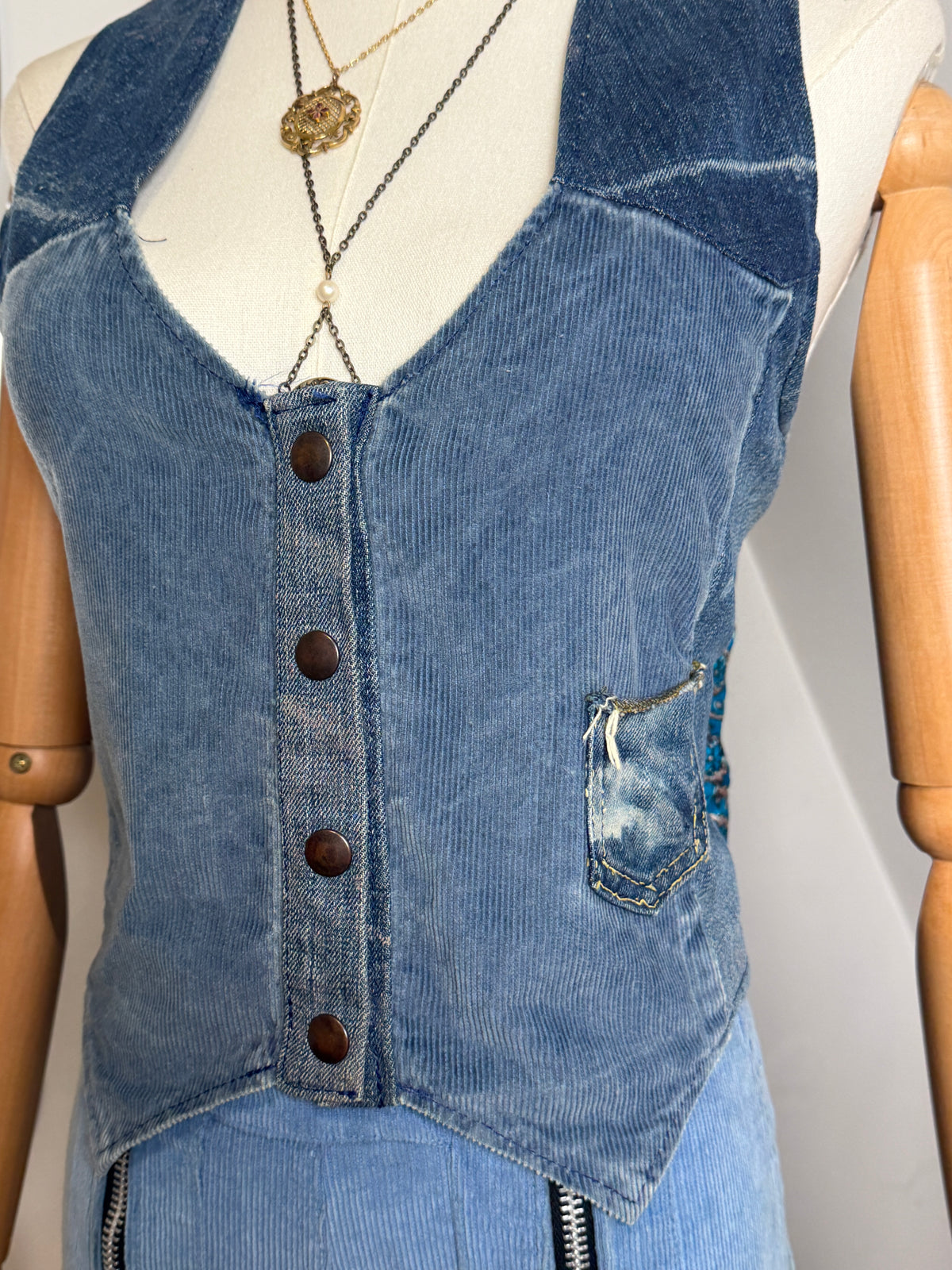 1970s Denim Cord Waistcoat