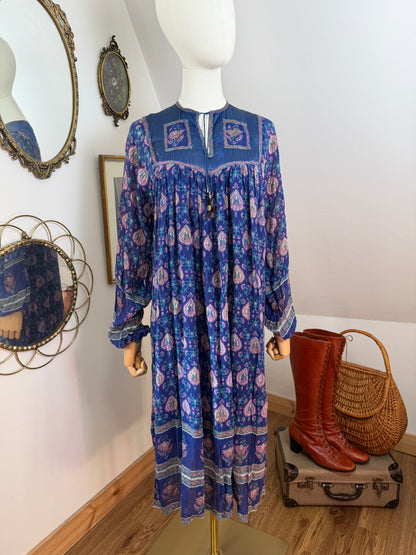 1970s Indian Silk & Cotton Dress