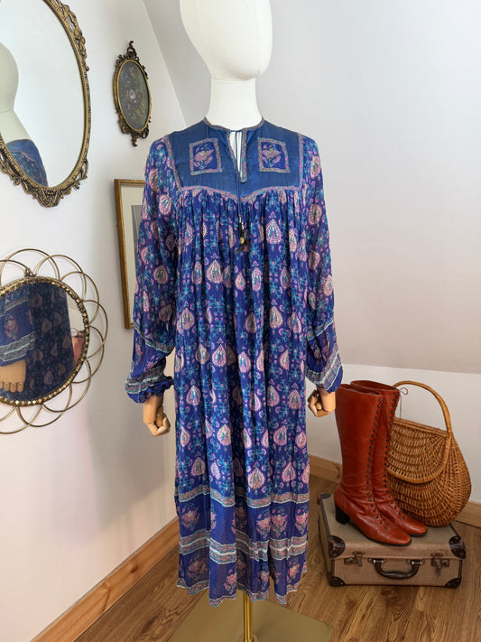 1970s Indian Silk & Cotton Dress