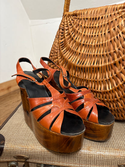 1970s Leather Platform Sandals