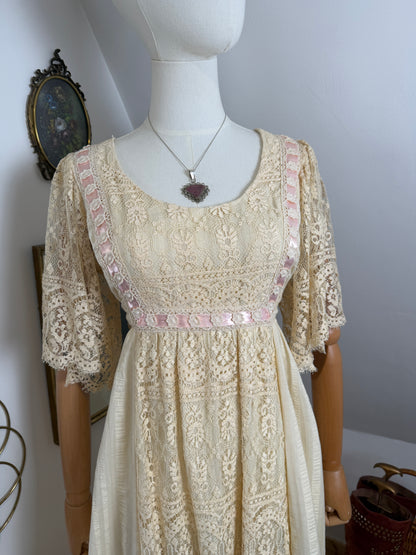 1960s Edwardian Inspired Maxi Dress